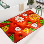 3d Printing Soft Mat Cut Flower Design Anti Slip Floor Door Mat Water Absorb For Bathroom, Kitchen Or Room