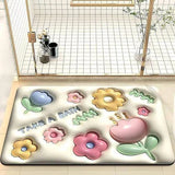 3d Printing Soft Mat Cut Flower Design Anti Slip Floor Door Mat Water Absorb For Bathroom, Kitchen Or Room